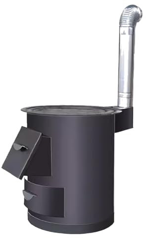 Poêle à Bois en Fonte sans Fumée - Structure en Acier Robuste et Stable - Multifonctionnel pour Tentes, Camping, Pique-Niques, Randonnées (46 x 50cm)