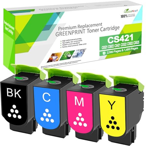 Kompatible Tonerkartuschen 4-Farben-Set CS421 CS521 CS622 CX421 CX522 CX622 CX625 Standardkapazität für Lexmark-Drucker CS421dn CS521dn CS622de CX421adn CX522ade CX622ade CX625ade CX625adhe
