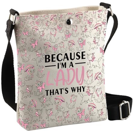 PLITI Marie Aristocats Gifts Damen Geschenk Freunde, Because Lady Cbag, 20 x 19 5 cm, Umhängetasche, Schwarz, Für Erwachsene, Unisex, Katzenliebhaberinnen