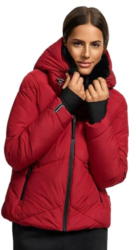 MARIKOO Damen Winterjacke (XS-XXL) - leicht, 4 Taschen, Kapuze mit Reißverschluss abnehmbar, Steppjacke, Warme Jacke Frauen - N007