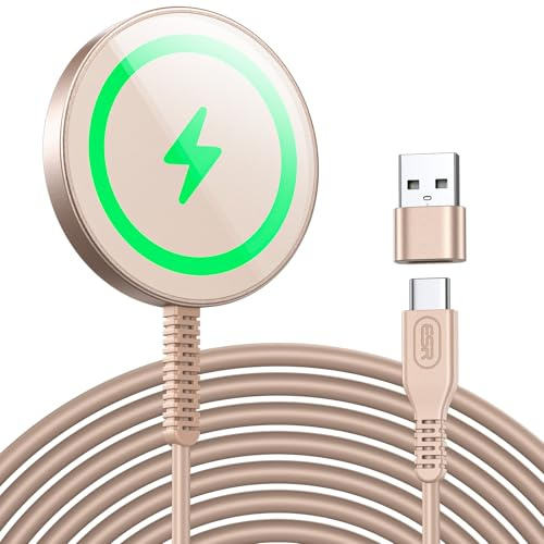 ESR für Magsafe Ladegerät, Wireless Charger für iPhone 17/17e/16/16 Pro/16 Pro Max/15/14/13, AirPods 4/3/2 Pro, S26, Induktive Ladestation mit 1,5m Verstärktem Nylonkabel, Wüste Titan(Ohne Netzteil)