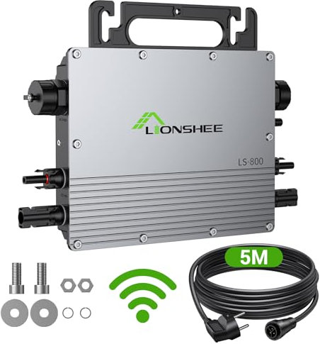 BLZLDD Wechselrichter 800W, Solar Mikrowechselrichter mit WLAN & Bluetooth, App-Fernüberwachung, IP67 Wasserdicht Wechselrichter, mit 5 m AC-Kabel für Balkonkraftwerk