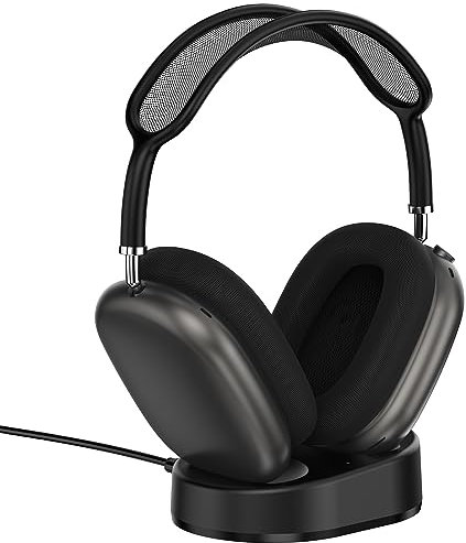 ROUNKIN Kopfhörer-Ladeständer für AirPods Max, magnetischer Ständer, tragbarer Schreibtisch-Headset-Halter, Headset-Ständer, Ladestation für Kopfhörer, entworfen für AirPods Max 2/1 (schwarz)