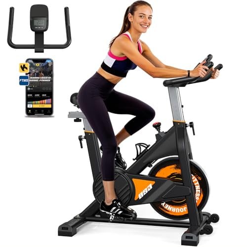 MettleMatic Heimtrainer Fahrrad Ergometer mit Bluetooth: Hometrainer Fahhrad mit Magnetischem Widerstand - Indoor Fitnessbikes mit LCD Display - 160 KG Belastbar (Orange)