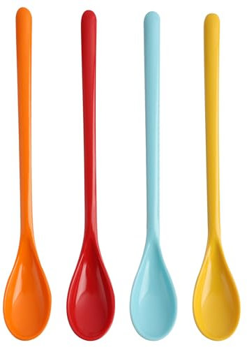 Plastik Löffel Mit Langem Griff - Anti Tropfen Kunststoff Marmeladenlöffel Für Imitation Porzellan Geschirr, Wohnküche, Kaffee, Getränke, Eier, Eis, Joghurt (4)