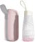 Aolso Reise-Regenschirm, 6 Rippen Mini-Regenschirm, Kleiner UV-Regenschirm,Winddichter Regenschirm mit Kapselhülle, Tragbarer Taschenschirm für Männer und Frauen (Farbverlauf Rosa)