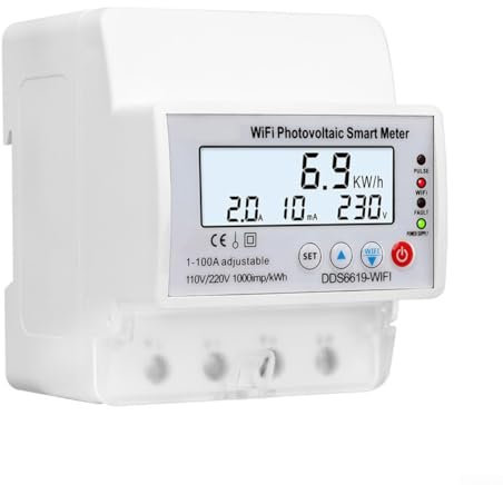 Oniissy WiFi Photovoltaik Smart Meter Stromverbrauch Stromverbrauch Monitor für TUYA Smart Circuit Breaker 100A 1Phase DinRail WiFi Photovoltaik Smart Meter