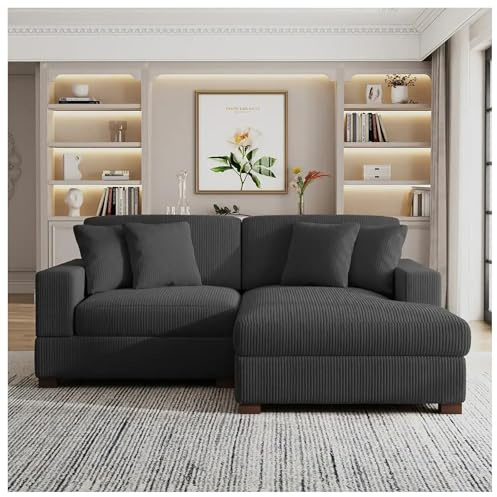 HTI living Couch mit Ottomane Rechts Xenia Anthrazit Ecksofa Sofa