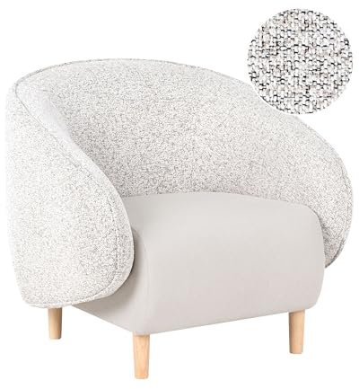 Beliani Modern Retro Low Back Fabric Tub Accent Chair Living Room Dual Fabric Light Beige Umea
