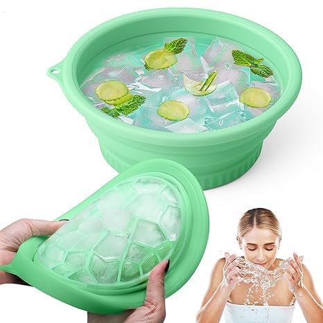 Bol De Visage Pour Glace Avec Ice-tray Intégré, Bol À Glace En Silicone Pour Visage, Bassin De Lavage En Silicone Portable Pliable Pour La Peau Apaisante, Lavage Pour Usage Domestique Ou Trave