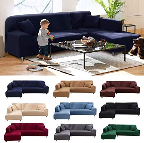 L-förmiger Sofabezug mit Chaiselongue, Stretch-Polyester, Eck-Couchschutz, rot, passend für Sofa, 195230 cm, langlebig und stilvoll, Möbelschutz