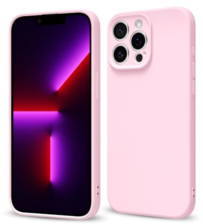 Svaove for iPhone 13 Pro Phone Case Liquid Silicone, Thin Ultra Slim Minimalist Phone Cover, Girly Cute Plain Bright Solid Color Matte Soft Rubber Jelly Gel Plastic TPU Bumper, Light Pink