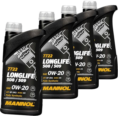 SCT Mannol 4x Motoröl (1 L) | MN7722-1 Mannol LL 4 /0W20, Mannol 7722 Longlife 508/509 0W-20