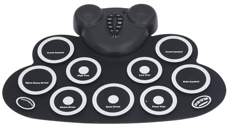 RiToEasysports Ensemble de Batterie électronique, Kit de Batterie électronique Enroulable Portable Rechargeable à 9 Tampons pour Enfants Adultes Débutants