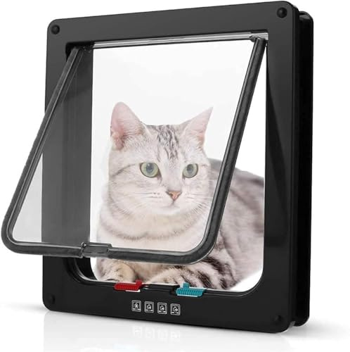 Puerta For Gatos, Interior, For con Reconocimiento De Chip, Cierre Magnético 4 Direcciones, For Perros, For For Túnel(Schwarz,X-Large)