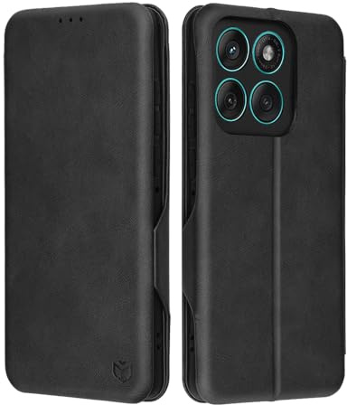 Techsuit für Motorola Edge 60, Edge 60 Fusion Klapp Hülle mit Kartenfach, Ständer, 360 Grad Schutz, Samtfutter, Premium Materialien, Vollständige Abdeckung, PU Leder, Safe Wallet Plus Series, Schwarz