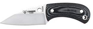 Cudeman Nuevo Cuchillo de Cuello Yoda 200-M Cuero Hoja de Acero Böhler N-695 y empuñadura de micarta Negra con de 5,8 cm para Caza, Pesca, Supervivencia y bushcraft + Portabotellas Regalo