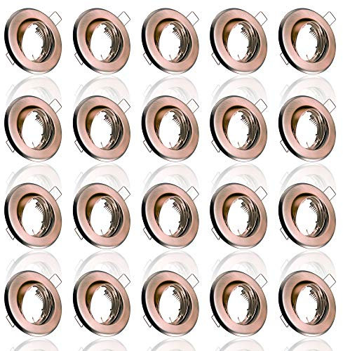 20x MAXKOMFORT Einbaustrahler IP20 mit GU10 Fassung RUND schwenkbar altkupfer Einbauspot Einbauleuchte Rahmen Rostfrei Deckenspot Strahler Spot B002