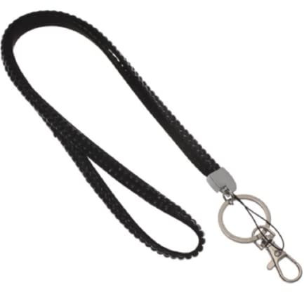 Waizmann.IDeaS 1x SCHWARZ Schlüsselband Umhängeband Lanyard 10mm Karabinerhaken Ausweise Autoschlüssel Zugangskarten Strass Steine Bling Rhinestone