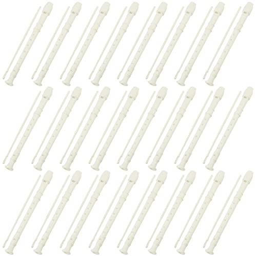 JAPCHET 24 Pack 12 Inch 8 Hole Soprano Recorders, German Style Descant Soprano Recorder, Plastic Descant Flute with Cleaning Rod & Storage Bag, for Graduation, Show, Gift White