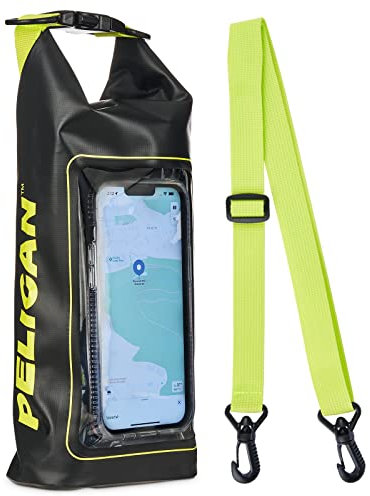 Pelican Marine IP68 wasserdichter Trockentasche, 2 l, Roll-Top, wasserdichter Rucksack mit Handyhülle/Tasche, Boots- und Kajakzubehör, unverzichtbar für Camping, Schwimmen, Strand, Angeln, Rafting,