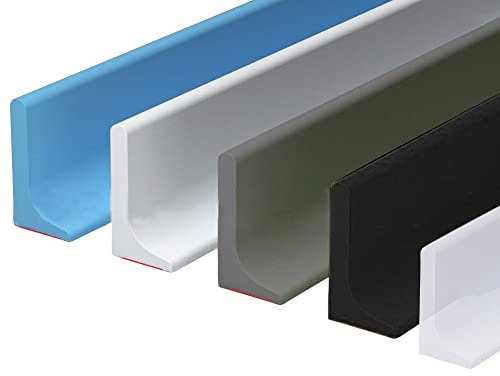 100 cm in silicone per doccia con soglia d'acqua per diga bagnata, barriera autoadesiva per doccia, paraspruzzi in gomma, striscia di guarnizione per bordo per piano di lavoro, lavandino (nero)