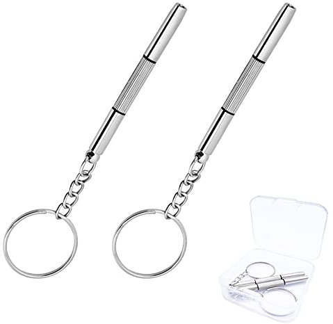 thirei 3 en 1 Tournevis à Lunettes, Porte Clés Mini Tournevis, Pour Lunettes, Montres, Lunettes de Soleil, 2 Pièces Mini Tournevis Lunettes Opticien