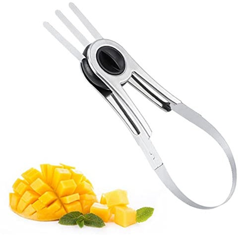 Mango-Schneider - Mango-Entkerner Trenner und Schäler aus Edelstahl | Multifunktions-Werkzeug mit Doppelkopf für Mango, Papaya, Pitaya, Ananas