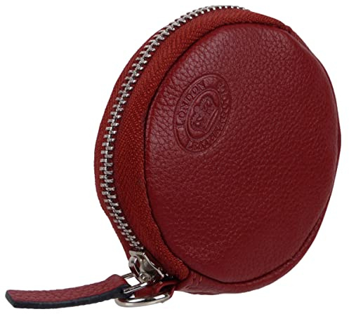 Oakridge Leather Crown Range Porte-monnaie rond, rouge, Pochette pour pièces de monnaie