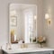 Dripex 55 x 75cm Rectangle Mirror Rounded Corners, Brushed Metal Framed Bathroom Mirror for Wall, Hangs Horizontally or Vertically, for Dressing Room & Living Room, White