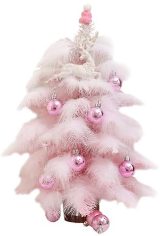 LICHENGTAI Künstlicher Weihnachtsbaum, 60cm Rosa Kleiner Christbaum Tisch Tannenbaum mit Weihnachtskugeln LED Lichterkette, Mini Weihnachten Kunstbaum Weihnachtsdeko für Zuhause Büro Geschäfte
