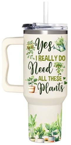 AT2Z GLOBAL Gardening Gifts For Women - Gifts For Gardeners Woman - Christmas, Birthday, Mothers Day Gift For Gardeners, Plant Lady Gift - 40Oz Tumbler With Handle & Straw