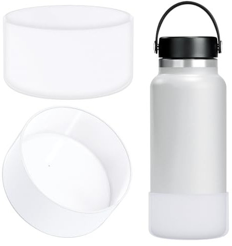 Linkidea Water Bottle Boot Compatible with Hydro Flask Wide Mouth Flex Cap/Straw Lid/Chug Cap 32oz/40oz, Silicone Bottle Bottom Sleeve Cover Protector, Bottle Bumper (Clear / 2 Pack)