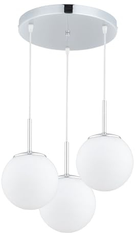KAR LIGHTING Runde Pendelleuchte 3-flammig aus Stahl & Glas | Hängelampe E27 in Chrom für Wohn-, Ess- & Arbeitszimmer | Höhe verstellbar | Modern & LED-kompatibel