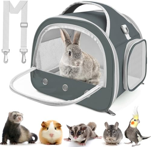 Small Animal Bag,ERKOON Small Pet Carrier Guinea Pig/Rabbit/Bird/Pet/Chinchillas Travel Carriers Bag,Portable Pets Transport Bags With Shoulder Strap & Removable Mat, Comfort Airline Approved