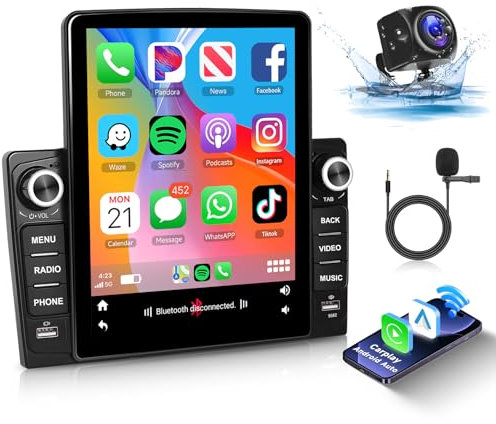 2G 64G Autoradio Doppel Din Android Navi 9,5 Zoll,Wireless Carplay Android Auto,Hodozzy Vertikaler Touchscreen Autoradio 2 Din mit Bluetooth Mirror Link WiFi Navi FM/RDS Radio SWC+Rückfahrkamera