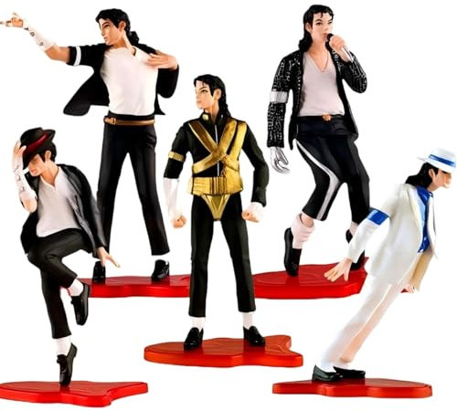 Keyhvao 5 statuette di Michael Jackson da 11 cm, statue in posizione eretta, statuette Moonwalk, decorazione alla moda, in PVC, regalo per i fan, unisex