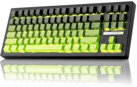 ZORNHER ZH870 Kabellose mechanische Gaming-Tastatur, 80 % grüne, benutzerdefinierte cremige Sound-Tastatur mit durchscheinendem PBT-Tastenkappen, vorgeschmierte lineare Schalter, Hot-Swappable