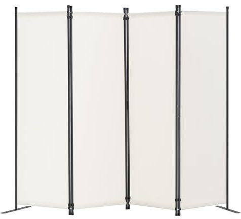VEVOR Divisorio per Ambienti, Divisori per Ambienti a 4 Pannelli e Schermi Pieghevoli per Privacy, Divisori per Ambienti in Tessuto per Ufficio, Camera da Letto, Sala da Pranzo, Indipendenti, Bianco