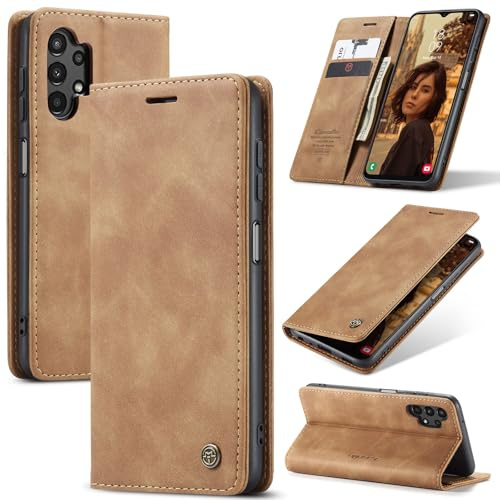 Azororo Handyhülle für Samsung Galaxy A13 4G/5G Hülle Premium Lederhülle Flip Case Magnet Tascher Kartenfach Standfunktion Klapphülle Schutzhülle für Samsung Galaxy A13, Braun