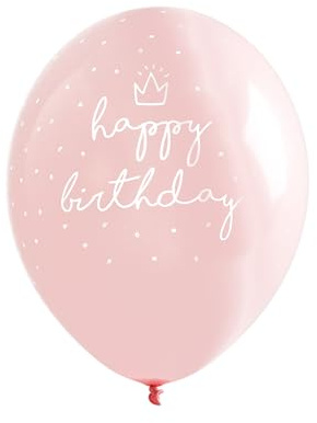 PartyDeco Pinke Latexballons mit weißem Aufdruck Happy Birthday auf Hel - Luftballons mit Happy Birthday Aufdruck - (1 Op. 6 Stück) für Hochzeiten Geburtstag Hochzeiten Taufe Baby Shower