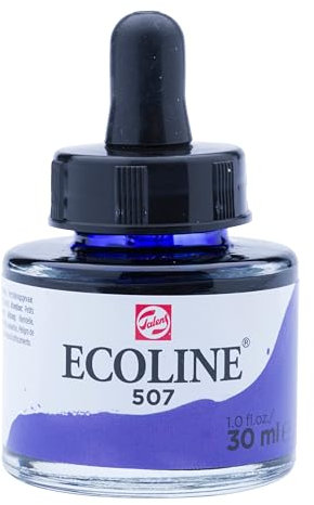 Ecoline Flüssig-Aquarellfarbe - Ultramarin Violett 507-30 ml - Rundflasche mit Pipette - Brillante Farben auf Farbstoffbasis