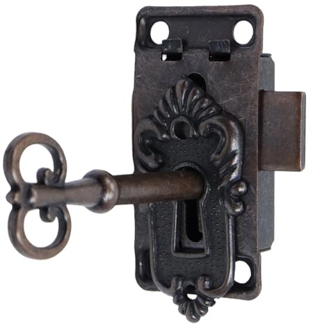 Antikes Schrankschloss, 5,1 x 2,7 cm, 1 Set