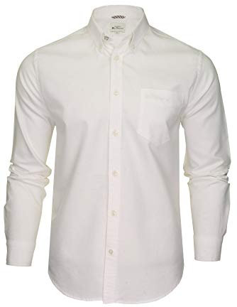 Ben Sherman Men's Button-Down Collar Oxford Shirt, Long Sleeved, Regular Fit (White (Embroidered Pocket Logo)) XL