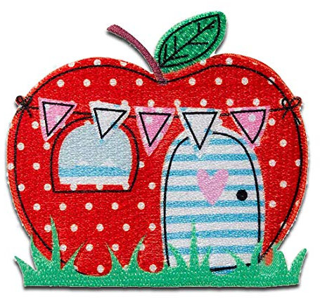 Apfel Frucht Obst - Aufnäher, Bügelbild, Aufbügler, Applikationen, Patches, Flicken, zum aufbügeln, Größe: 6,7 x 6,9 cm