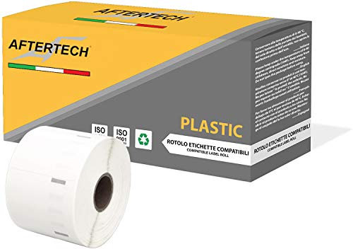 Aftertech 1 Rolle 11354P 57 x 32 mm Kunststoff-Etiketten, wasserdicht, kompatibel mit 1000 Etiketten/Rolle = 1000 insgesamt) für Dymo LabelWriter 1 x 11354PLA
