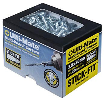 Ulti-Mate MB35030 Boîte de 200 panneaux multi-panneaux 3,5 x 30 mm Zinc brillant Argenté