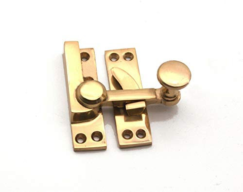 Finestra scorrevole vittoriana chiusura a braccio di chiusura a braccio in ottone e cromato (ottone lucido)