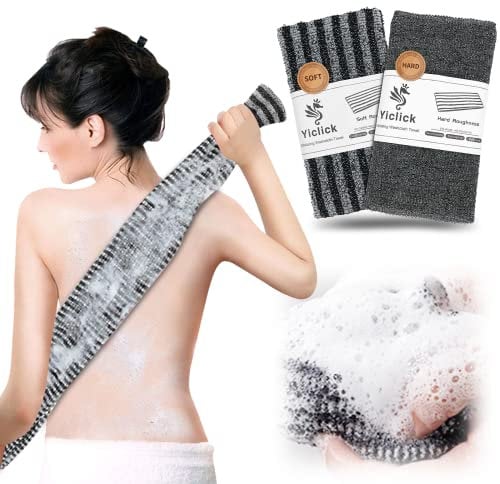 Yiclick 2 Stück Rückenschrubber Rückenbürste, Peelinghandschuh, Luffa Schwamm, Duschschwamm, Peeling Schwamm, Body Scrubber Loofah Sponge Bath Shower