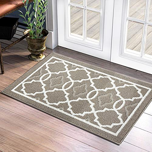 LIAOXIONGrutschfest Fußmatte ，rutschfeste Schmutzfangmatte Maschinenwaschbarer, Fussmatte Aussen Pflegeleichte Sauberlaufmatte Türmatte für Innen & Außen (Braun, 50 x 80 cm)